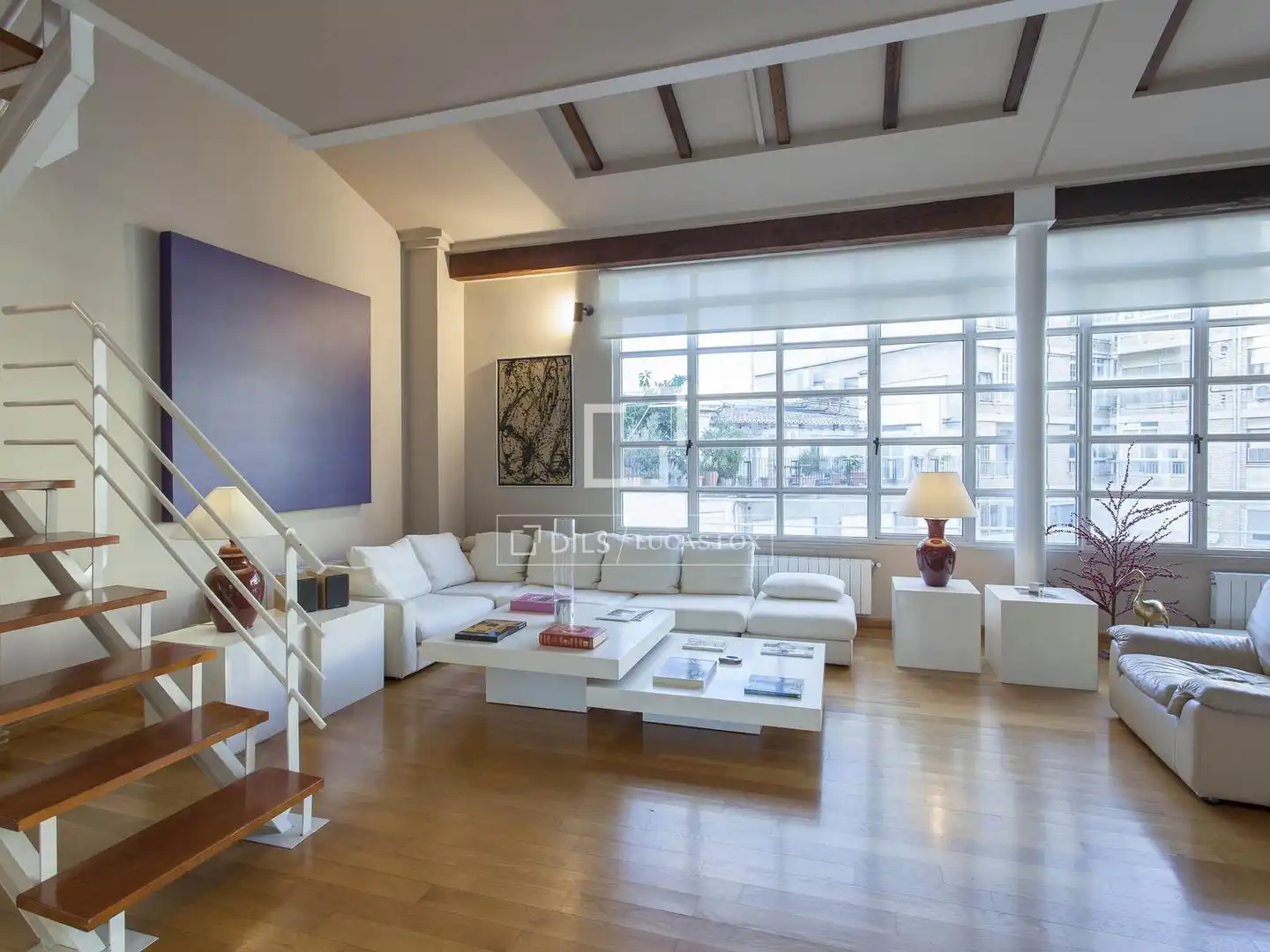 Wohnzimmer von Dachboden zur Miete in Valencia mit Klimaanlage, Heizung und Parkett