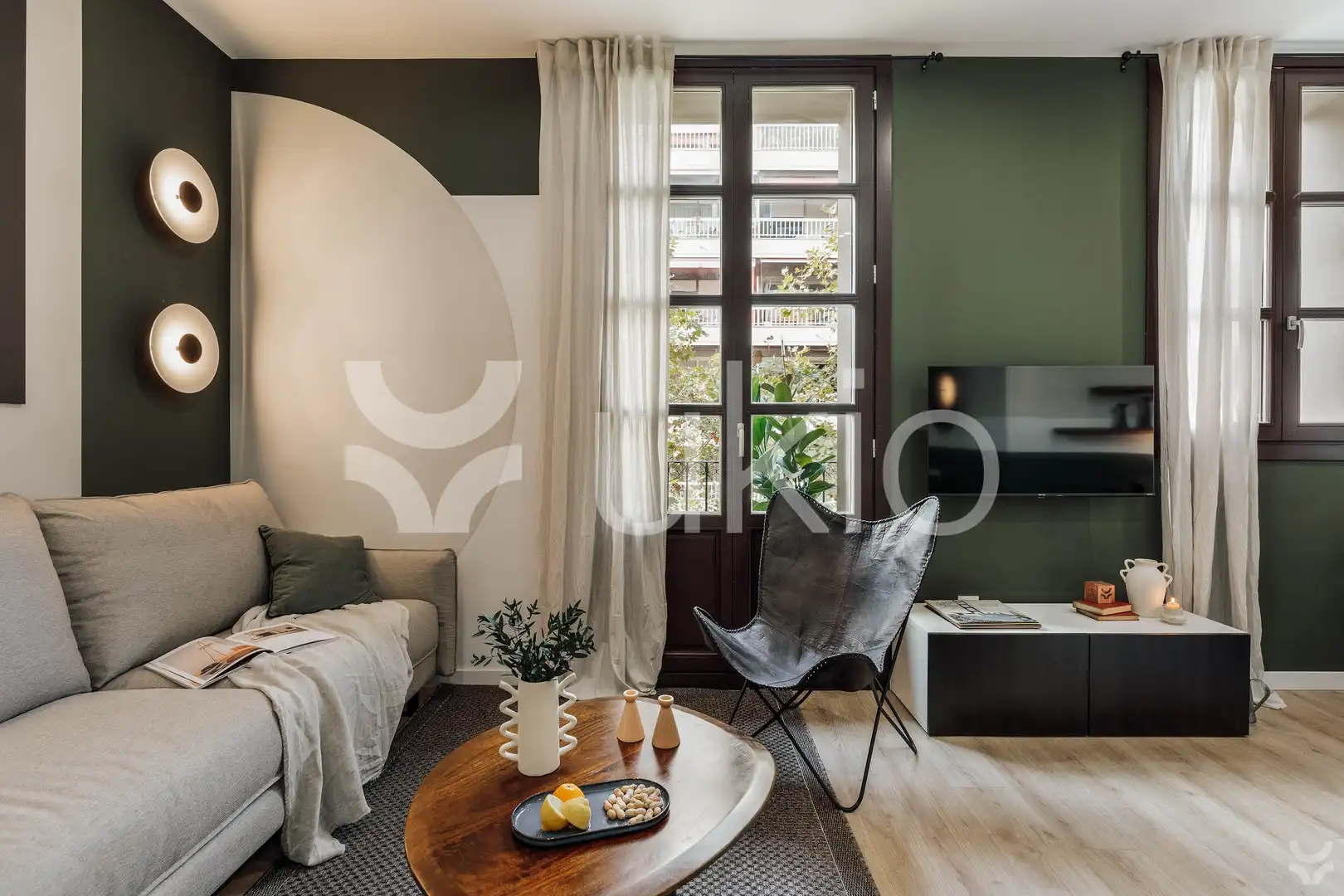 Sala de estar de Apartamento de alquiler en Barcelona con Aire acondicionado, Calefacción y Amueblado