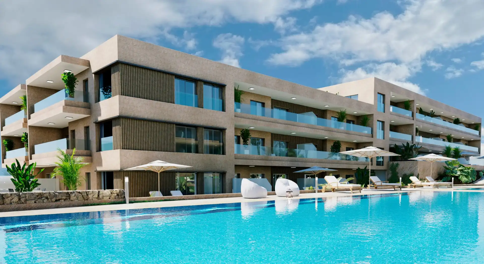 Schwimmbecken von Wohnung zum Verkauf in Granadilla de Abona mit Klimaanlage, Privatgarten und Terrasse