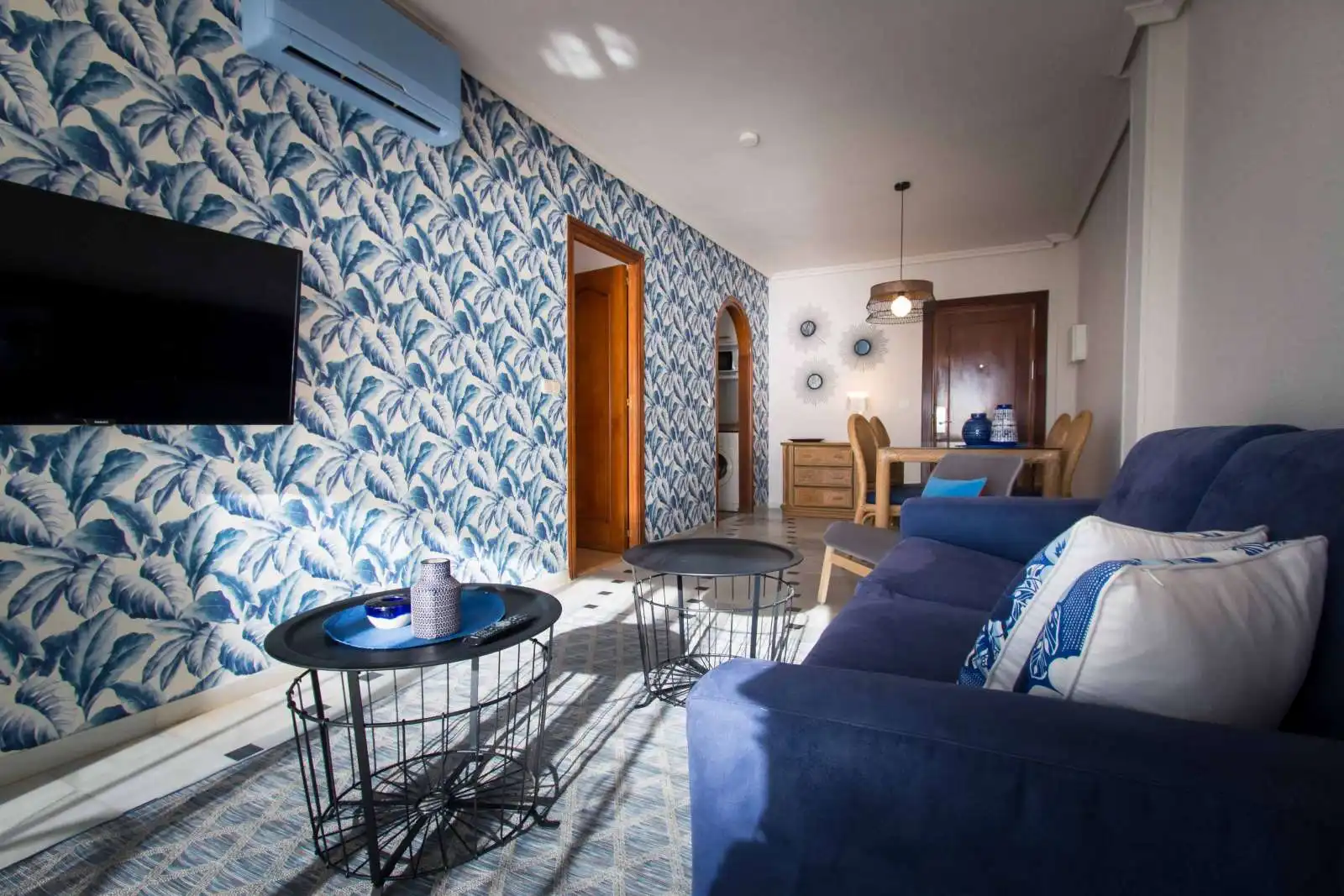 Sala de estar de Apartamento para compartir en Mijas con Aire acondicionado, Terraza y Amueblado