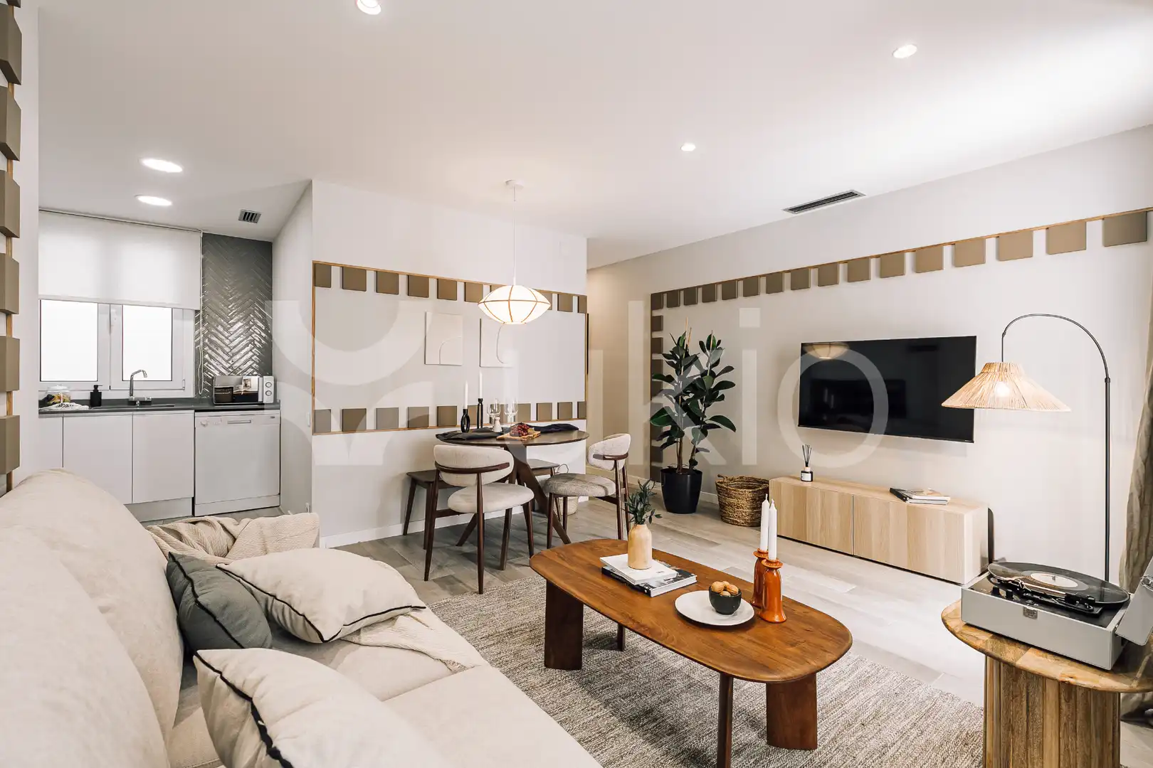 Sala de estar de Apartamento de alquiler en Barcelona con Aire acondicionado, Calefacción y Amueblado