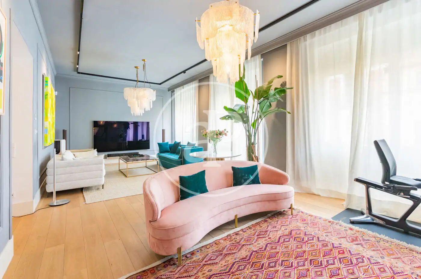 Wohnzimmer von Wohnung zur Miete in Madrid mit Klimaanlage, Heizung und Privatgarten