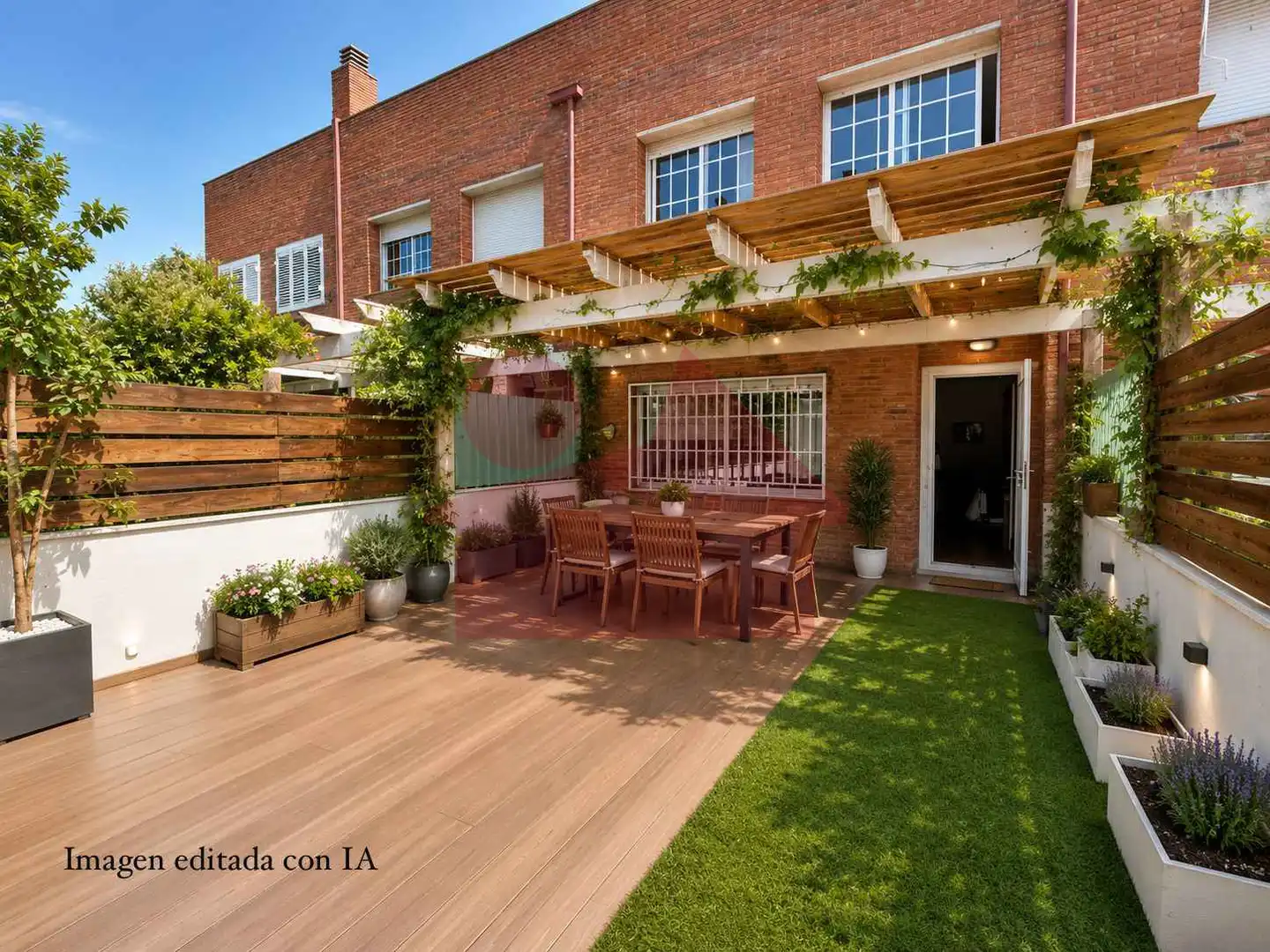 Terrasse von Einfamilien-Reihenhaus zum Verkauf in Mollet del Vallès mit Klimaanlage, Heizung und Privatgarten