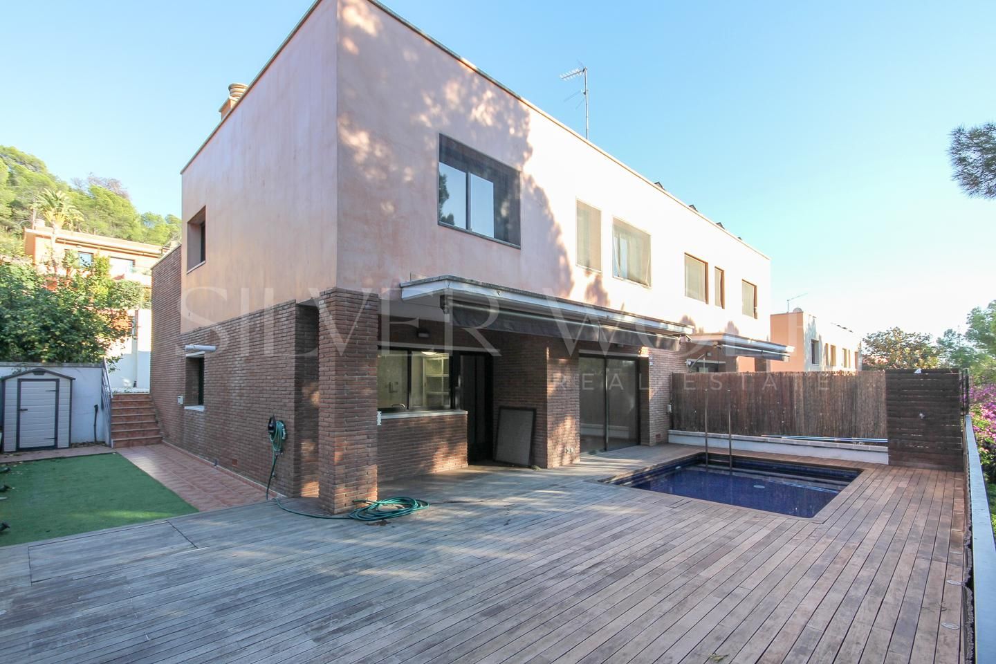 Exterior view of Single-family semi-detached for sale in Castelldefels  with Air Conditioner, Heating and Private garden