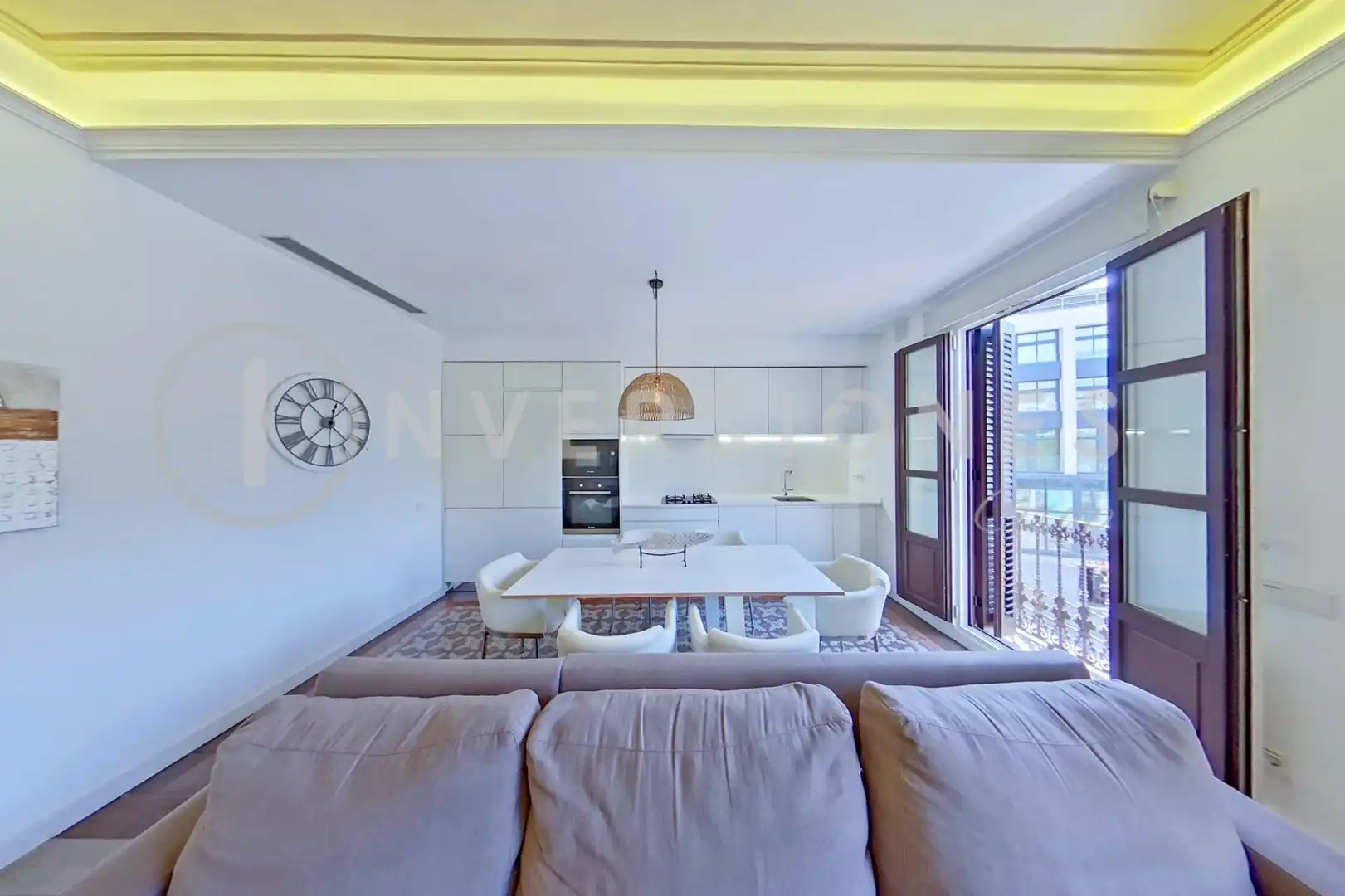 Sala de estar de Apartamento de alquiler en Barcelona con Aire acondicionado, Calefacción y Terraza