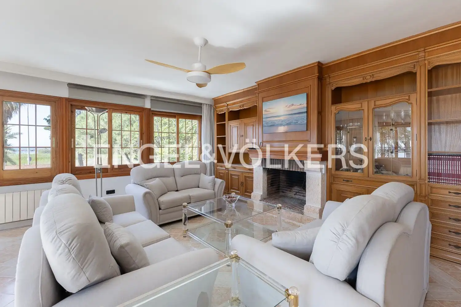 Sala de estar de Casa o chalet de alquiler en La Pobla de Farnals con Aire acondicionado, Calefacción y Jardín privado