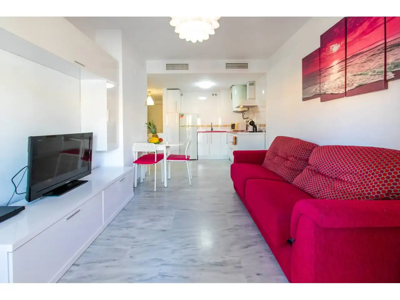 Living room of Flat for rent in Rincón de la Victoria  with Air Conditioner, Terrace and Furnished