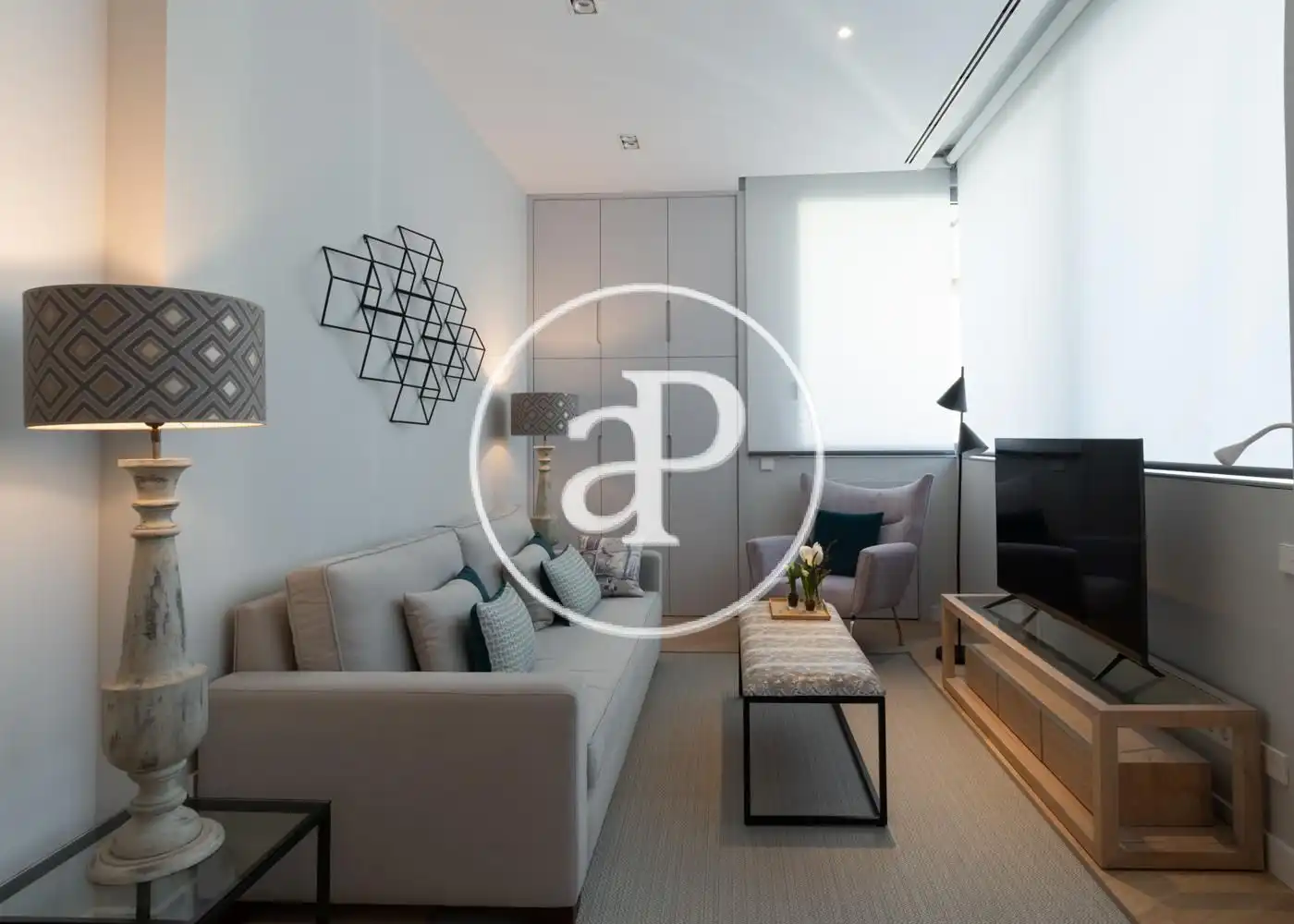 Wohnzimmer von Wohnung zur Miete in Madrid mit Klimaanlage, Heizung und Privatgarten