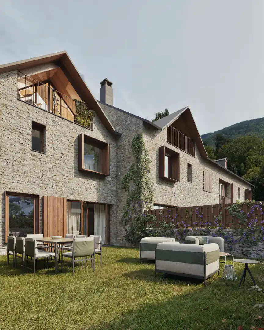 Vista exterior de Casa adosada en venta en Benasque con Aire acondicionado, Calefacción y Jardín privado