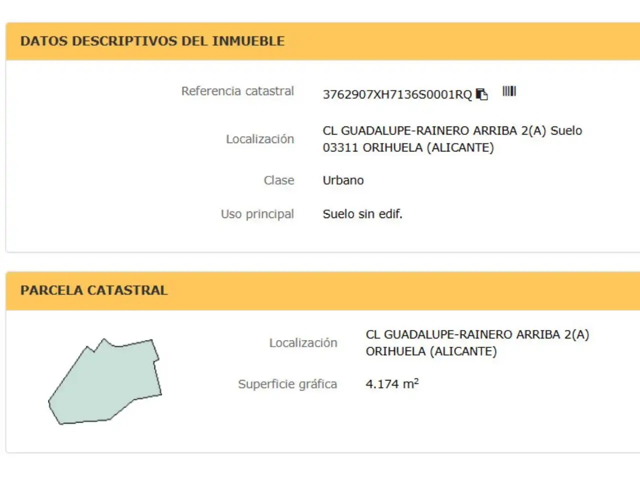Land for sale in Orihuela