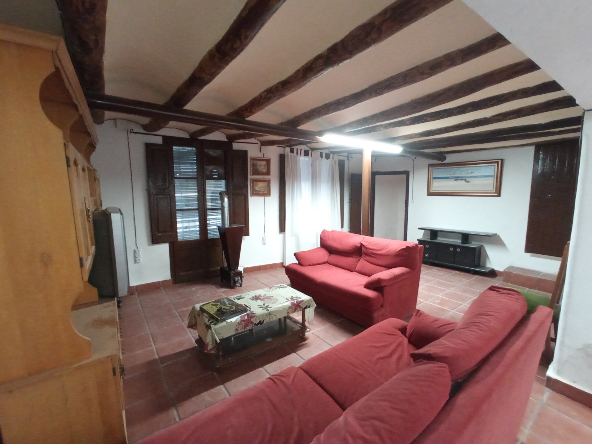 Sala d'estar de Finca rústica en venda en San Esteban de Litera amb Jardí privat, Traster i Moblat