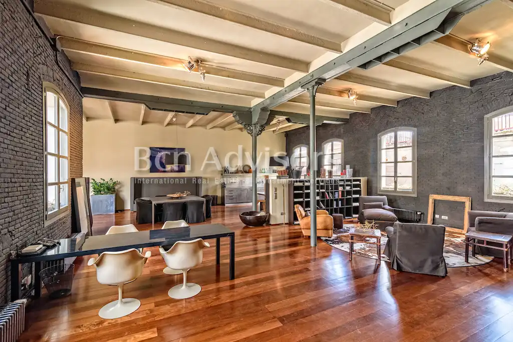 Sala de estar de Ático de alquiler en Barcelona con Aire acondicionado, Calefacción y Terraza