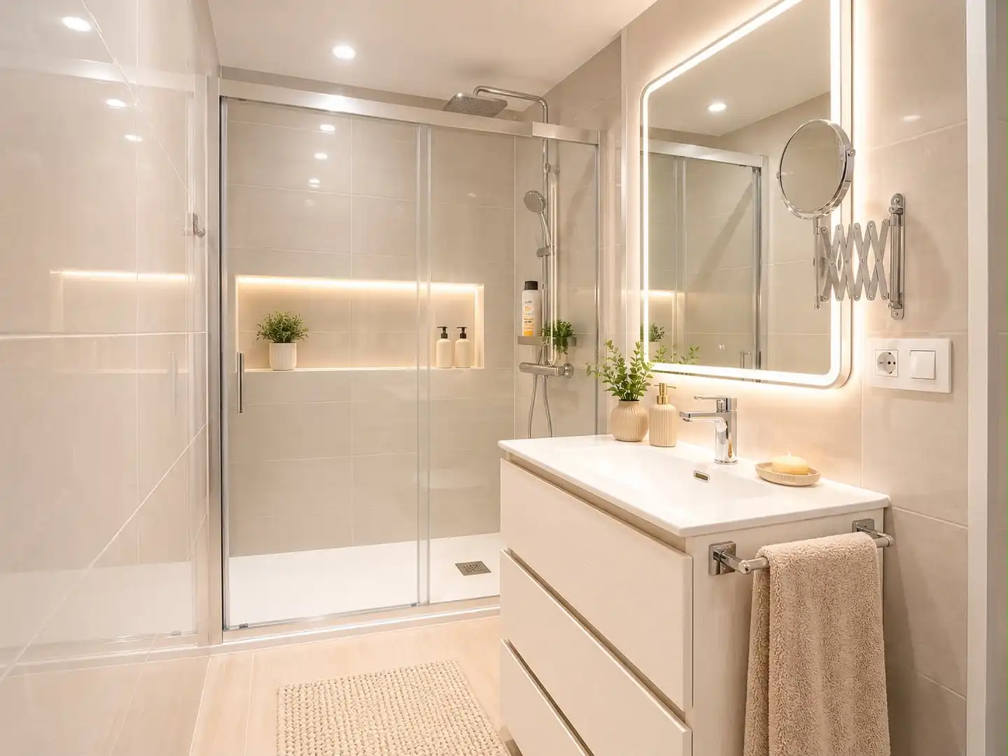 Badezimmer von Dachboden zum Verkauf in Barcelona mit Klimaanlage, Heizung und Parkett