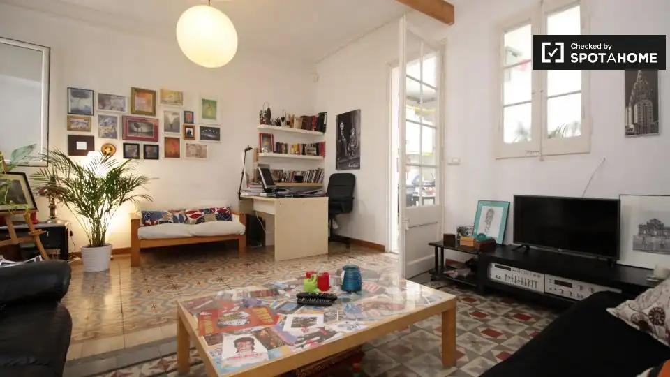 Living room of Flat for share in Barcelona  with Air Conditioner and Terrace