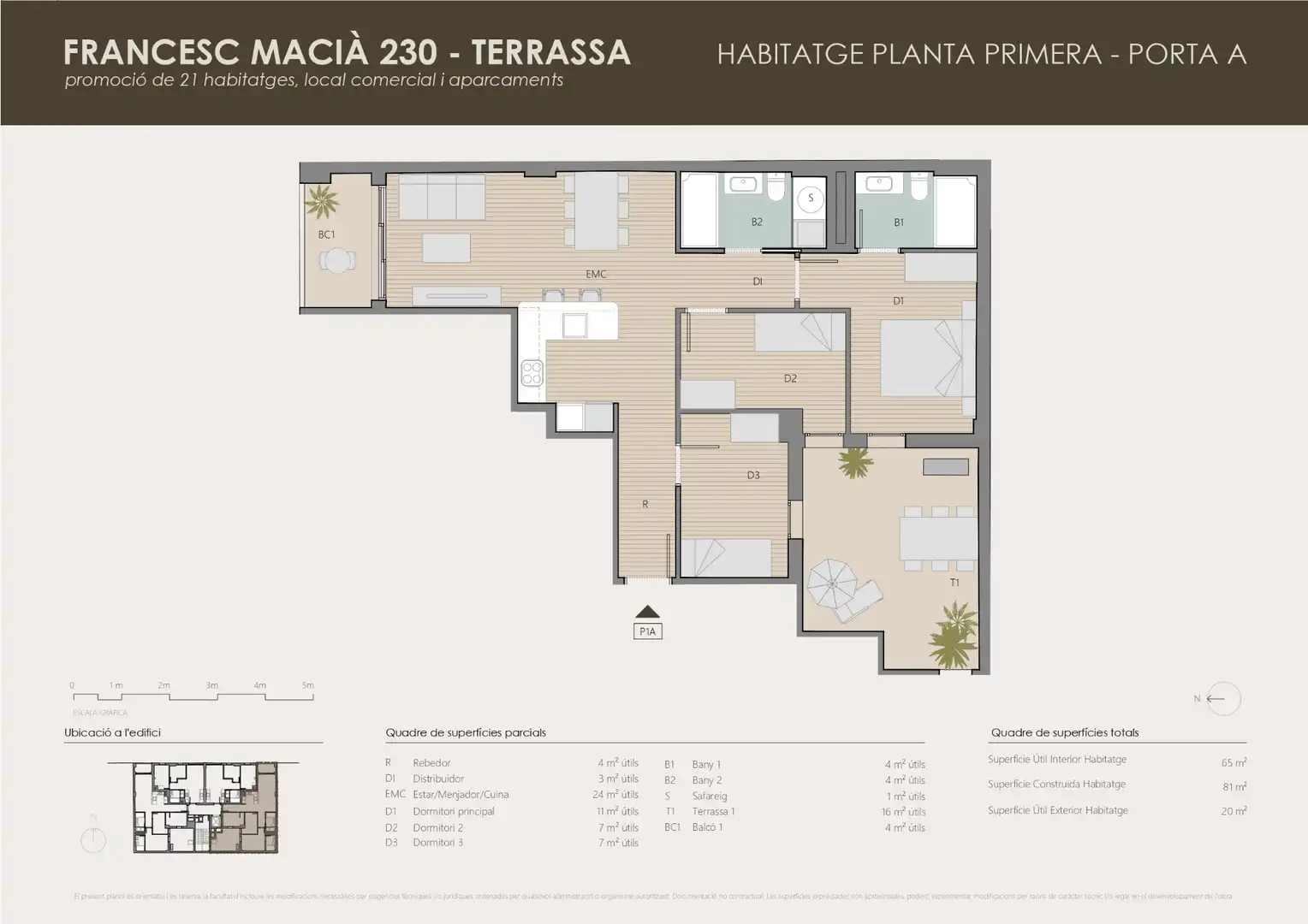 Piso de obra nueva con terraza en venta en Rambla de Francesc Macià 230