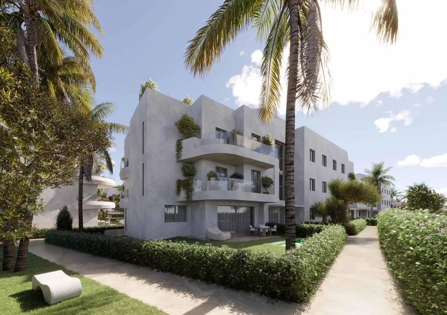 Vista exterior de Planta baja en venta en Estepona con Aire acondicionado, Jardín privado y Terraza