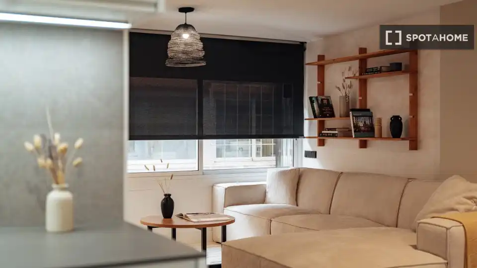 Sala de estar de Piso de alquiler en Barcelona con Aire acondicionado, Calefacción y Amueblado