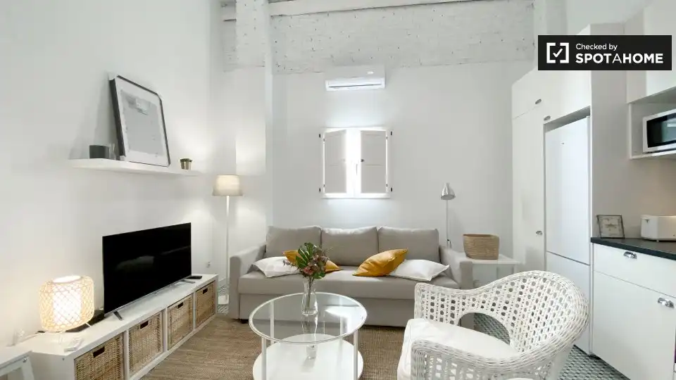 Living room of Flat for rent in Valencia  with Air Conditioner, Heating and Furnished