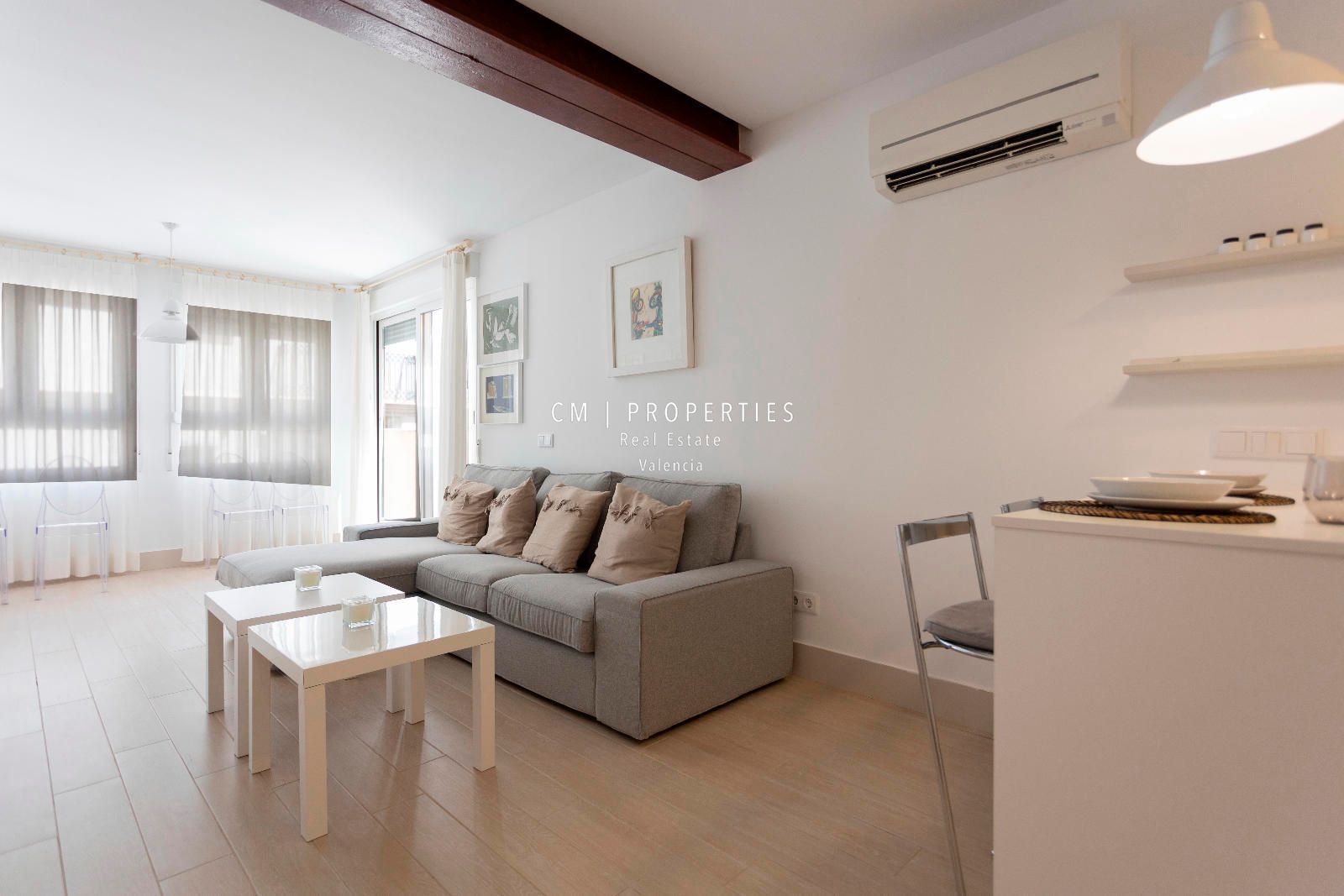 Sala d'estar de Àtic de lloguer en  Valencia Capital amb Aire condicionat, Calefacció i Parquet