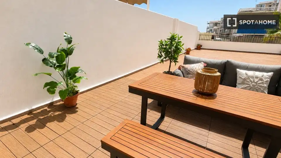 Terraza de Piso de alquiler en Cullera con Aire acondicionado, Calefacción y Amueblado