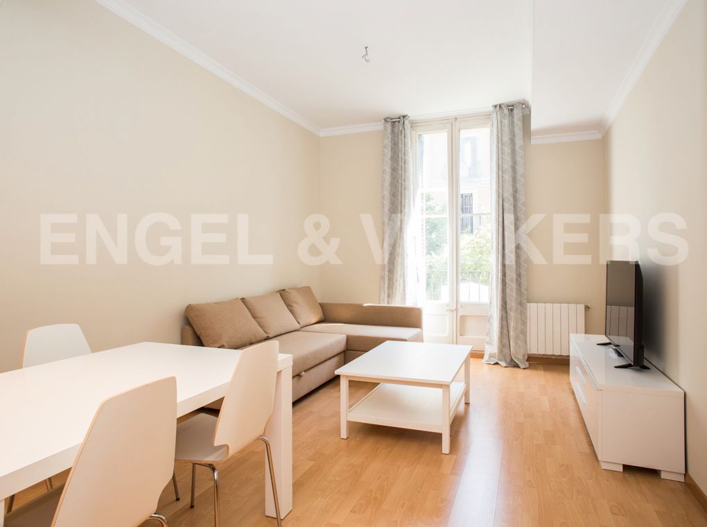 Living room of Apartment to rent in  Barcelona Capital  with Heating, Parquet flooring and Terrace