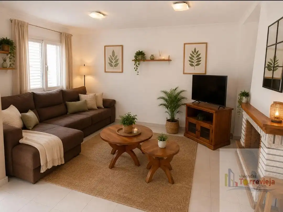 Sala de estar de Ático en venta en Torrevieja con Aire acondicionado, Terraza y Piscina comunitaria