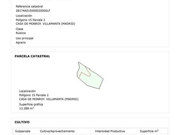 Terreno rústico en venta en Villamanta