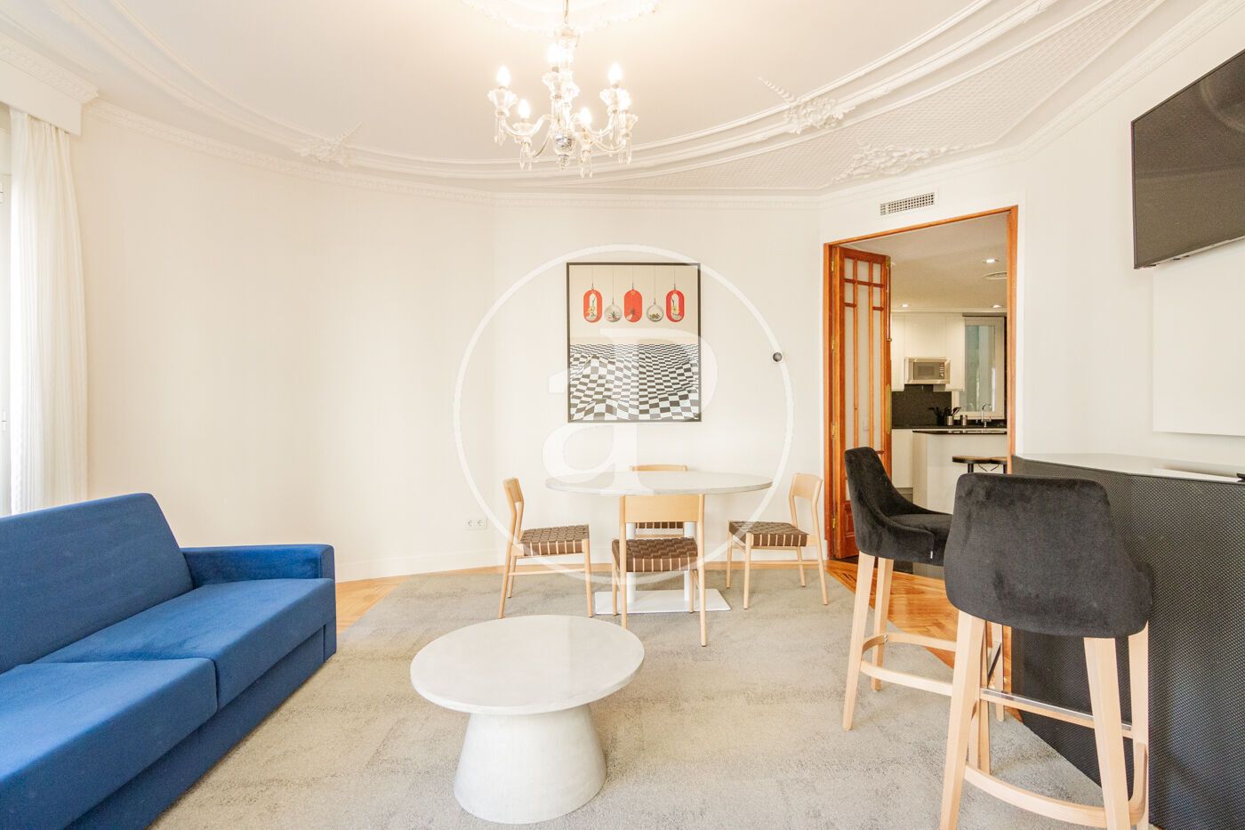 Living room of Flat to rent in  Madrid Capital  with Air Conditioner, Heating and Furnished