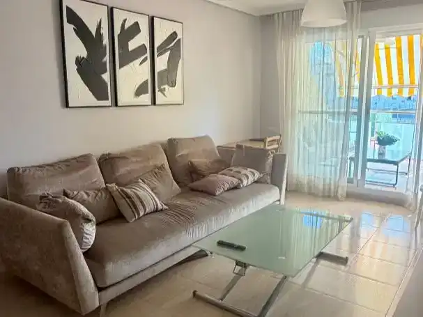Living room of Flat for rent in Torreblanca  with Air Conditioner, Private garden and Parquet flooring