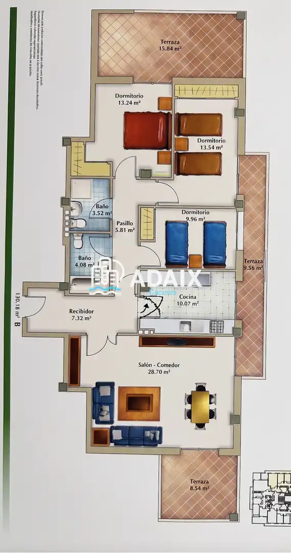 Piso en venta en Cáceres con Aire acondicionado, Calefacción y Terraza