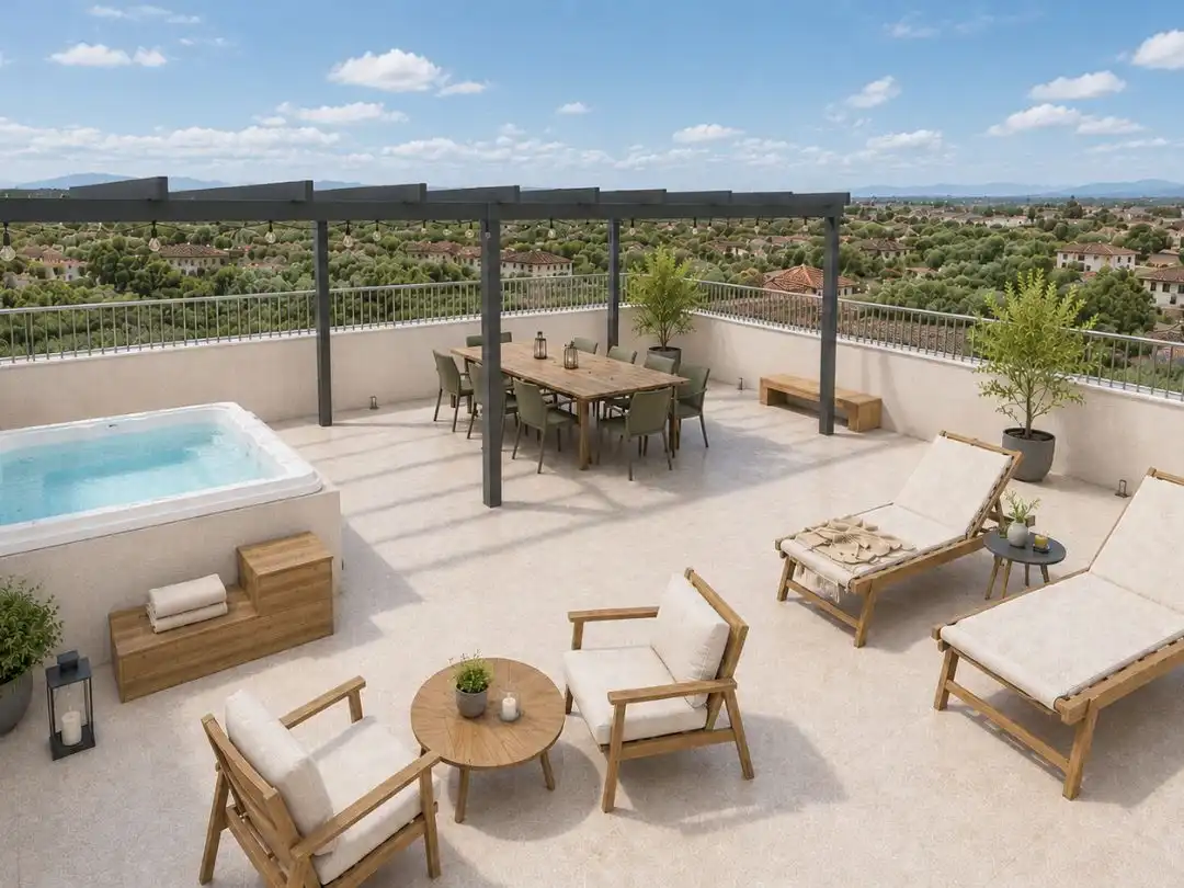 Terrasse von Wohnungen zum Verkauf in Felanitx mit Klimaanlage, Privatgarten und Terrasse