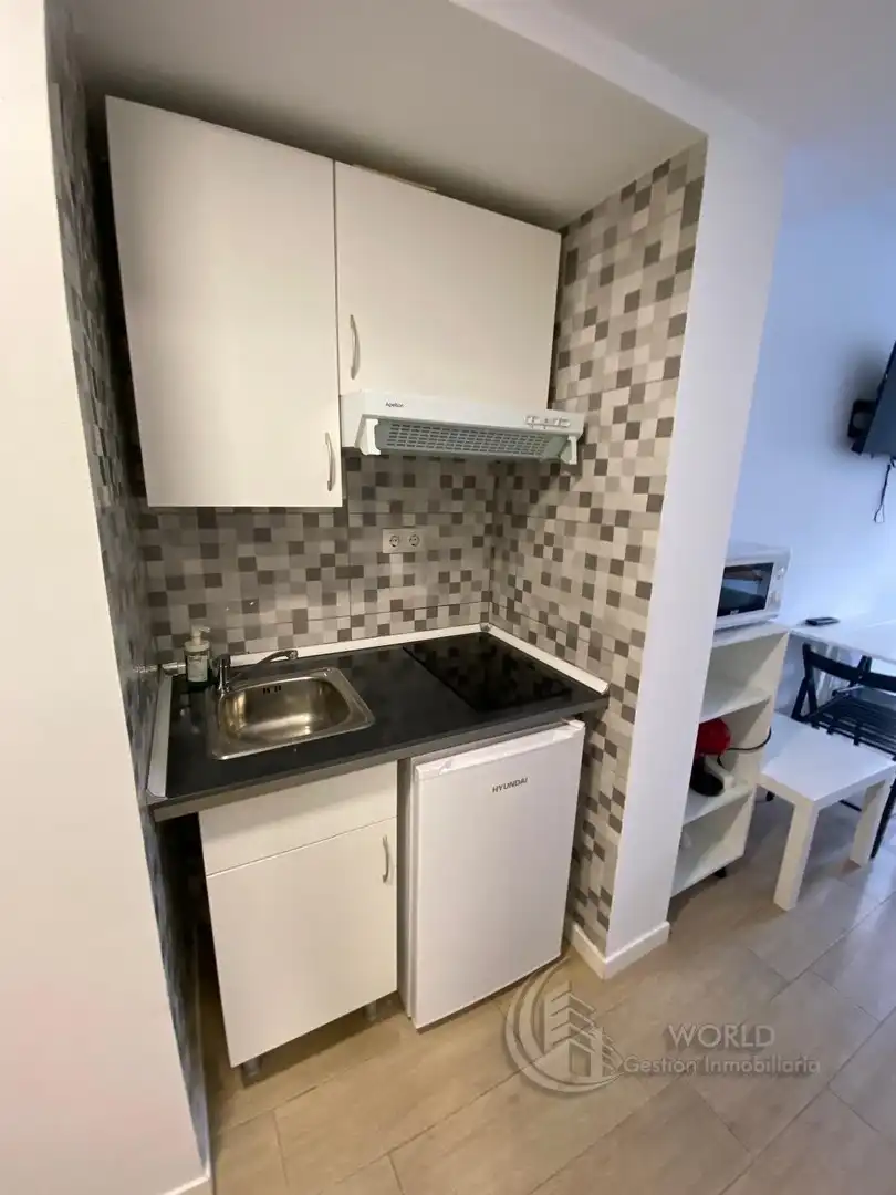 Cuina de Estudi de lloguer en Madrid amb Aire condicionat, Calefacció i Moblat