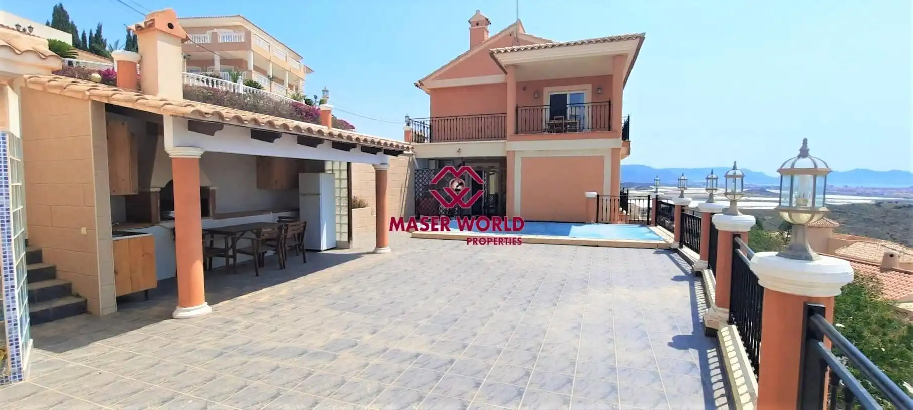 Vista exterior de Casa o xalet en venda en Mazarrón amb Jardí privat, Terrassa i Piscina