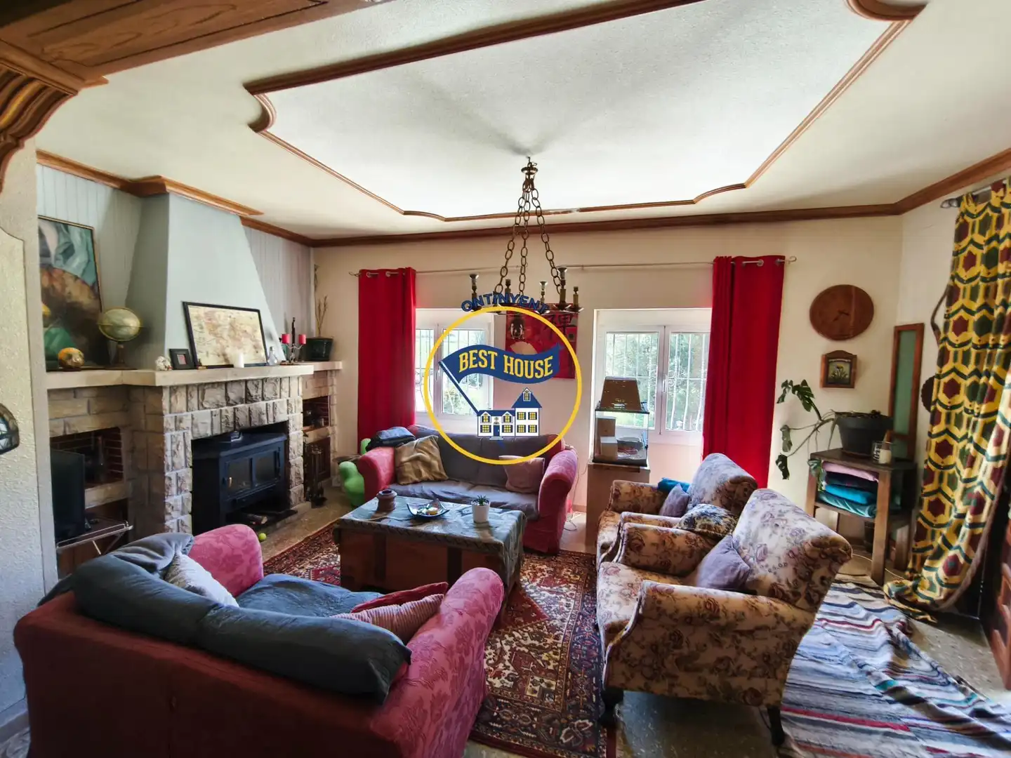 Sala de estar de Finca rústica en venta en Alfafara con Aire acondicionado, Jardín privado y Terraza