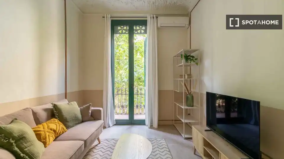 Living room of Flat for rent in Barcelona  with Air Conditioner, Heating and Furnished