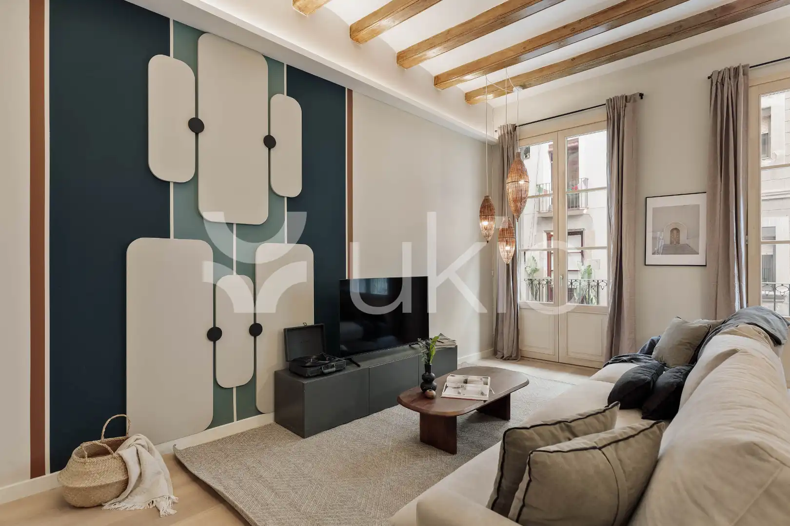 Sala de estar de Apartamento de alquiler en Barcelona con Aire acondicionado, Calefacción y Amueblado