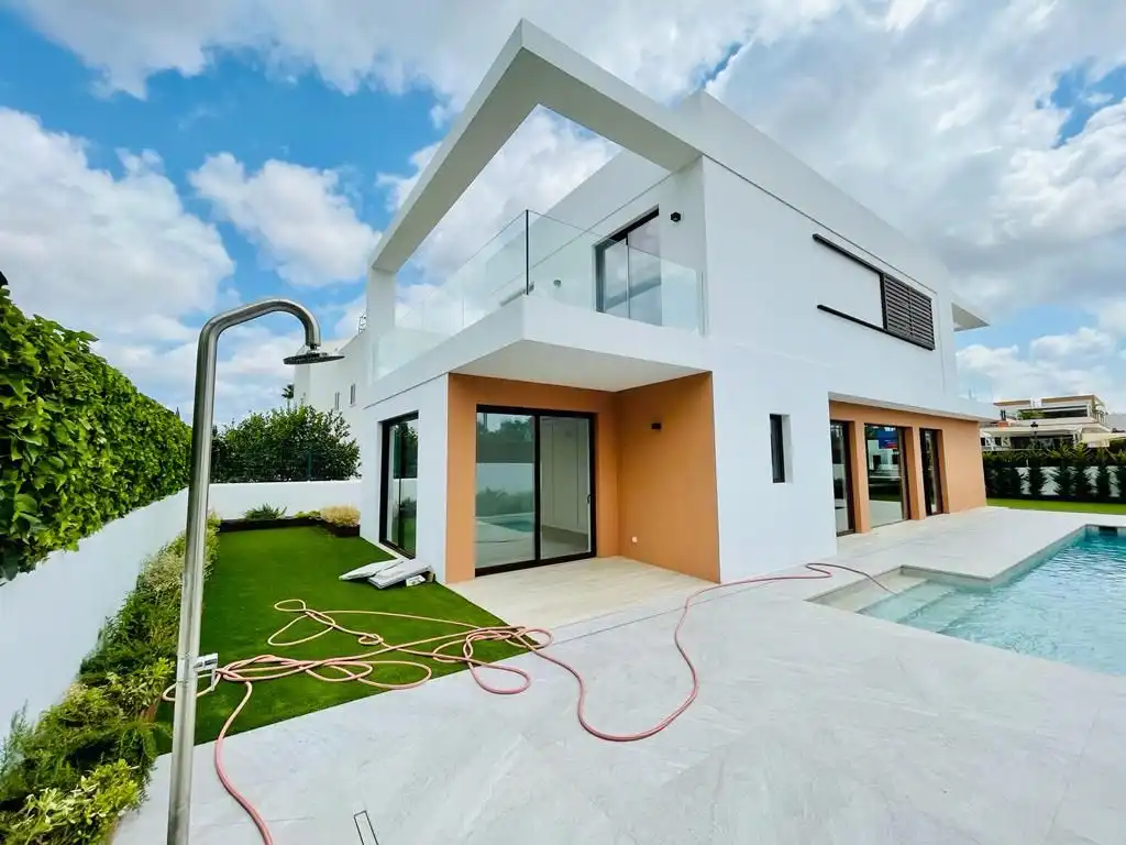Exterior view of Houses for sale in Santa Eulària des Riu  with Air Conditioner, Heating and Private garden