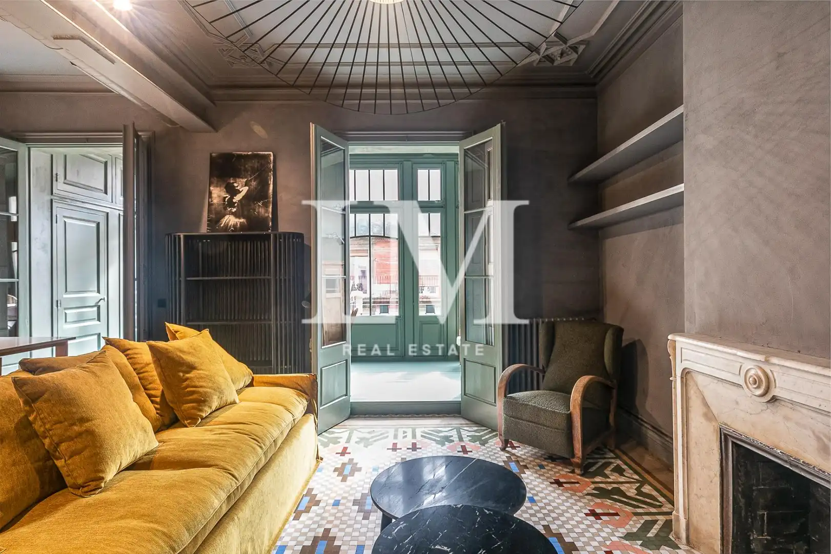Sala de estar de Apartamento de alquiler en Barcelona con Aire acondicionado, Calefacción y Terraza