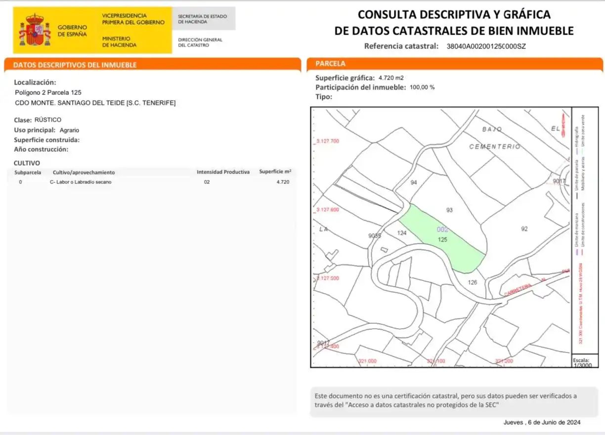 Terreno en venta en Santiago del Teide
