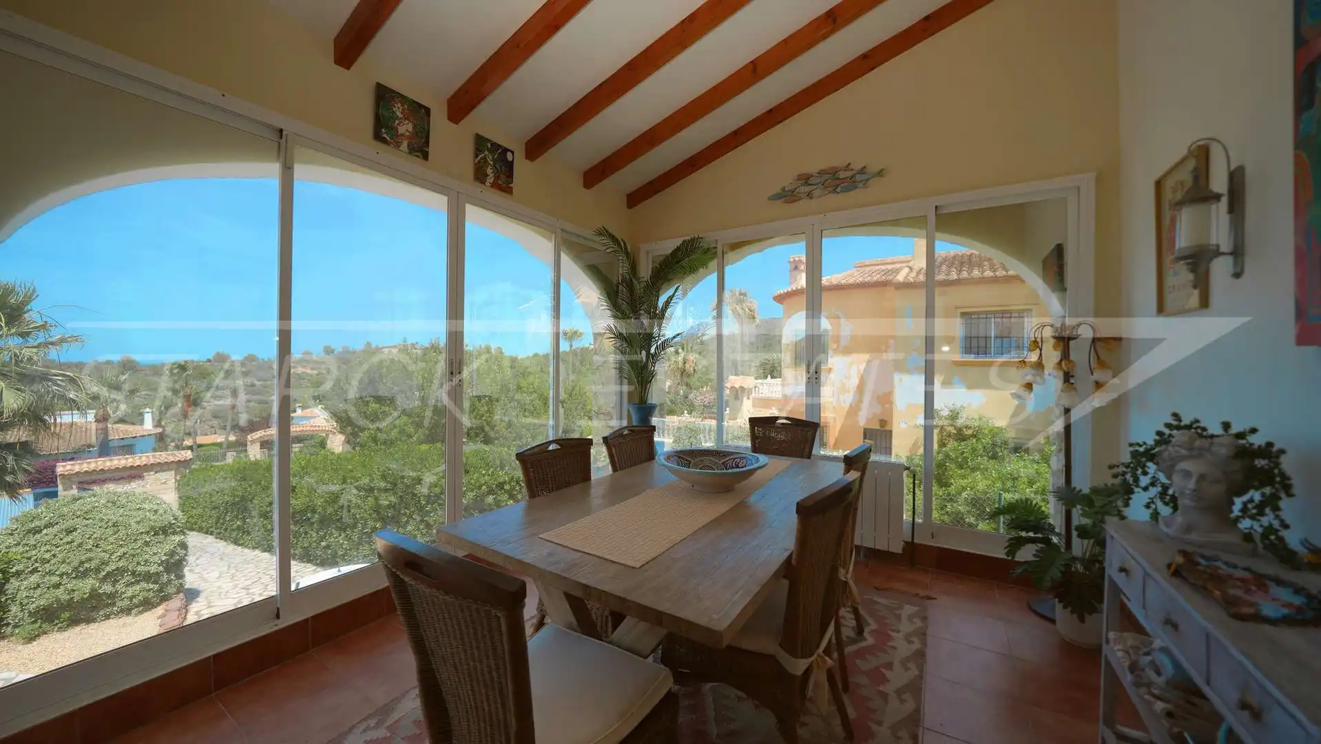 Dining room of Houses for sale in El Ràfol d'Almúnia  with Air Conditioner, Private garden and Swimming Pool