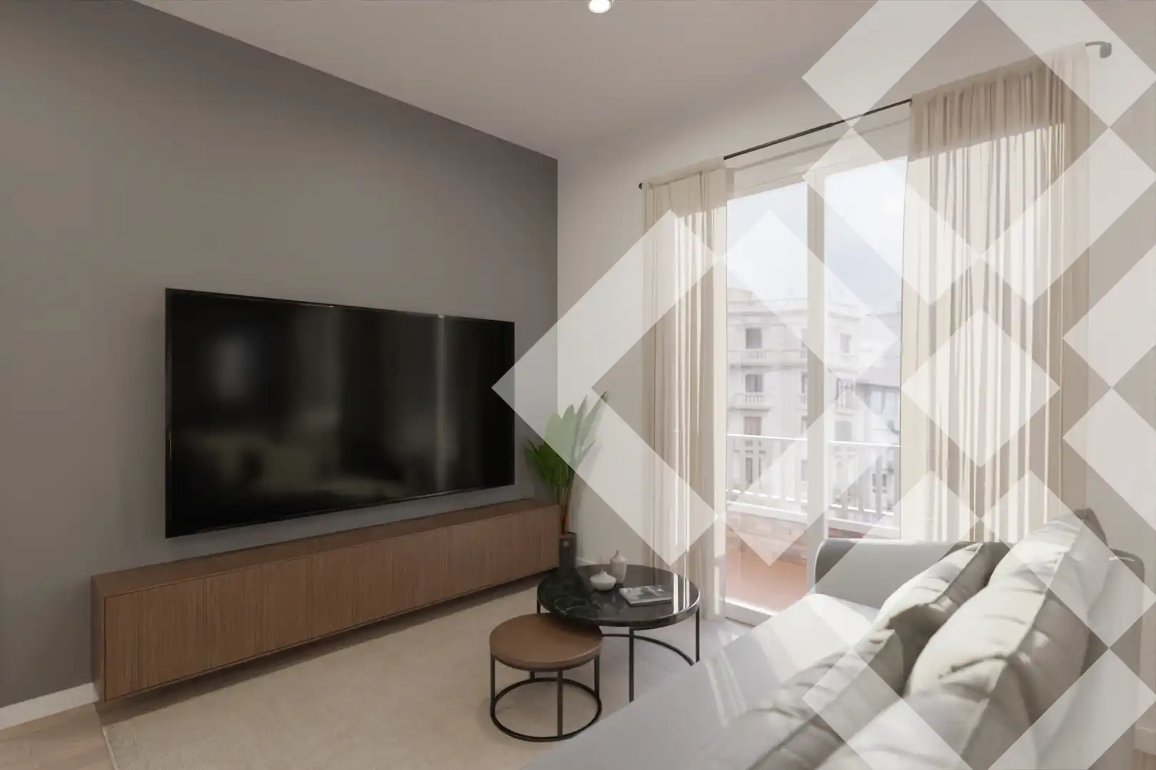 Wohnzimmer von Wohnung zum Verkauf in Barcelona mit Klimaanlage, Heizung und Parkett