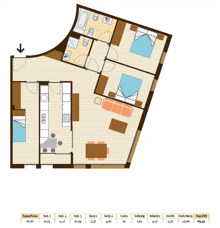Flat for sale in Bellpuig  with Air Conditioner and Heating