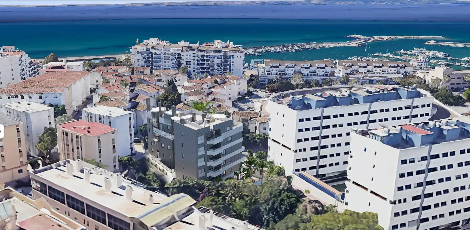 Außenansicht von Erdgeschoss zum Verkauf in Estepona mit Klimaanlage, Terrasse und Schwimmbad