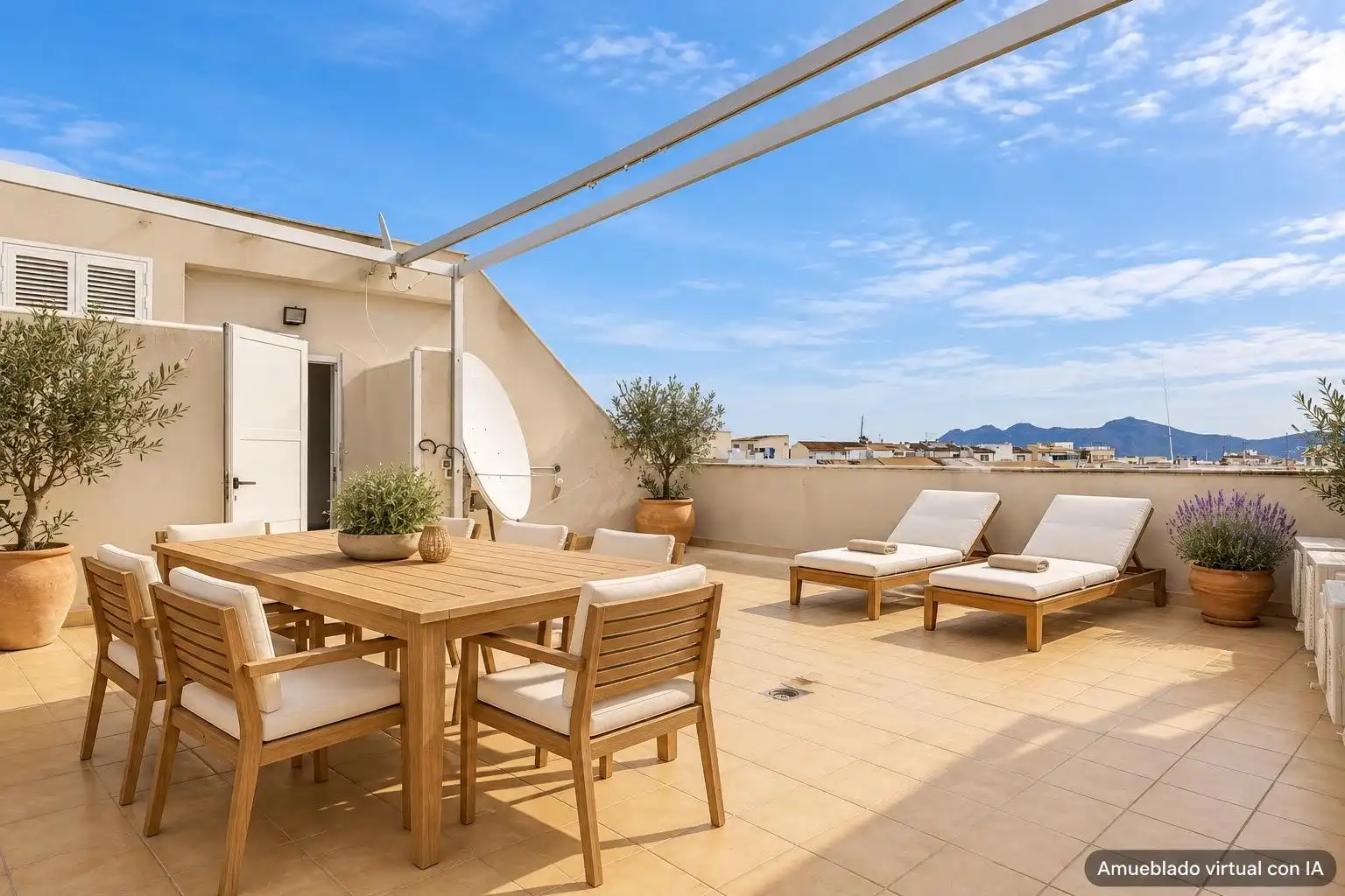 Terrasse von Dachboden zum Verkauf in Pollença mit Klimaanlage, Heizung und Parkett