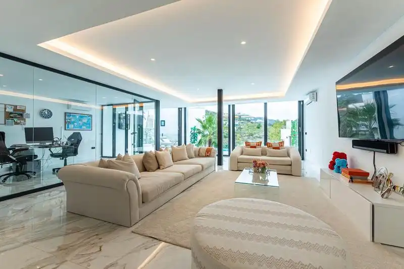 Sala d'estar de Casa o xalet de lloguer en Mijas amb Aire condicionat, Calefacció i Jardí privat