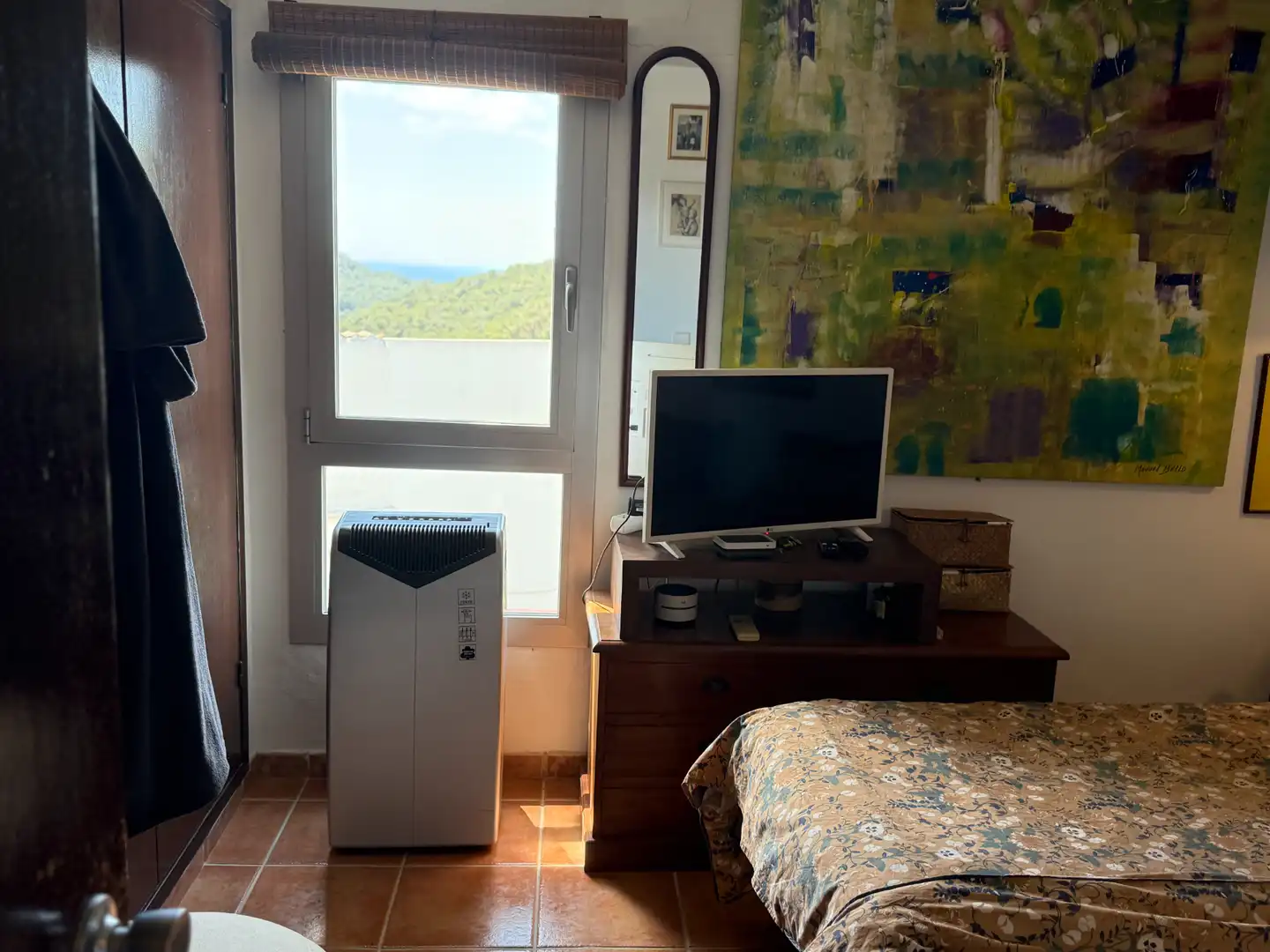 Schlafzimmer von Dachboden zum Verkauf in Santa Eulària des Riu mit Klimaanlage, Heizung und Terrasse