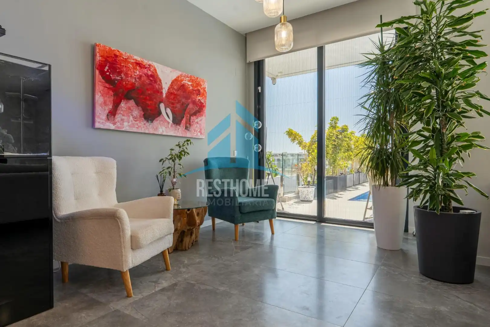 Sala d'estar de Casa o xalet en venda en Finestrat amb Aire condicionat, Calefacció i Jardí privat