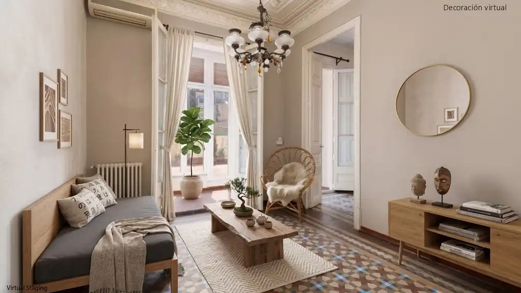 Sala d'estar de Apartament en venda en Barcelona amb Calefacció, Terrassa i Balcó