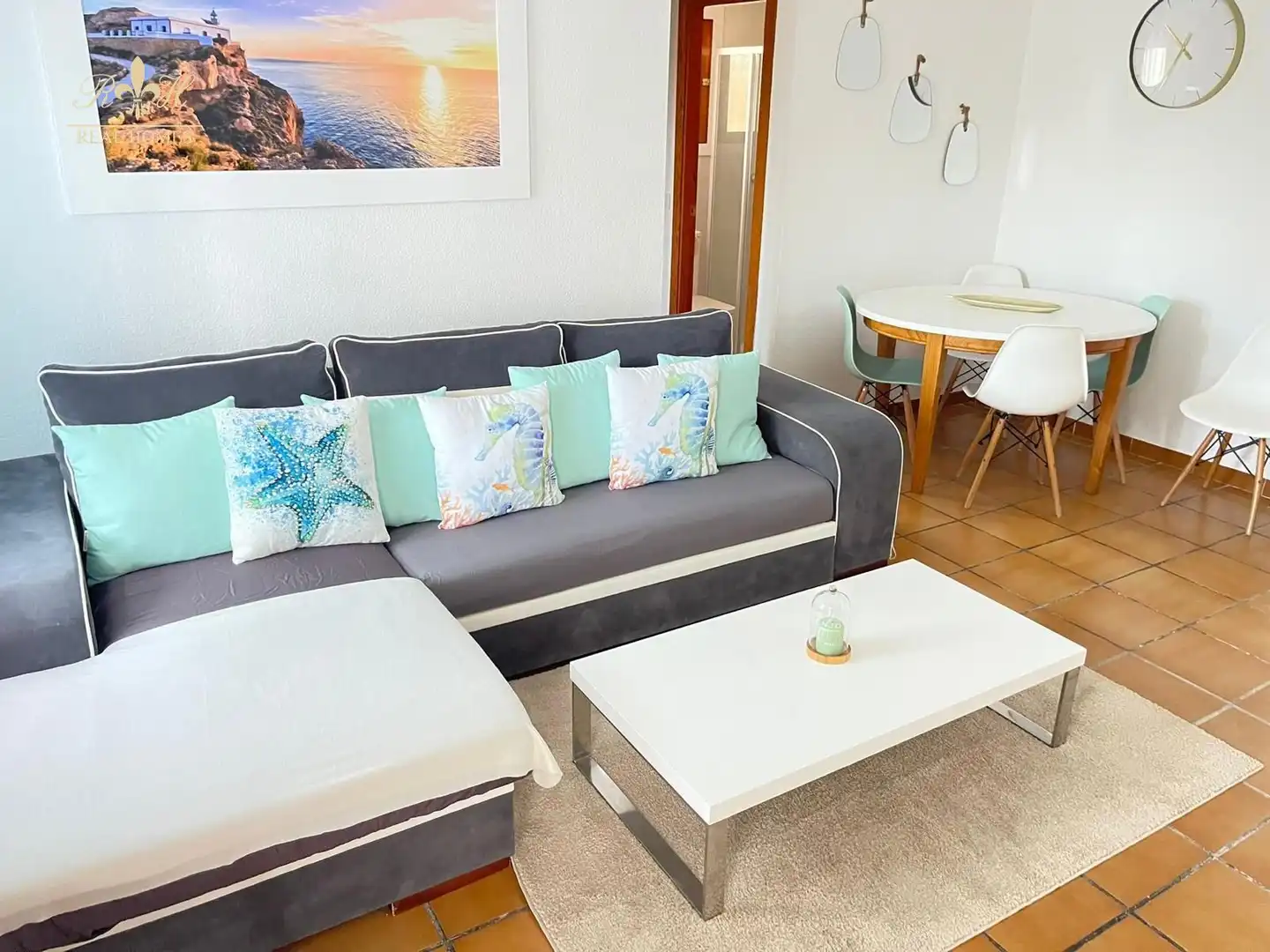 Wohnzimmer von Maisonette zur Miete in L'Alfàs del Pi mit Klimaanlage, Terrasse und Schwimmbad