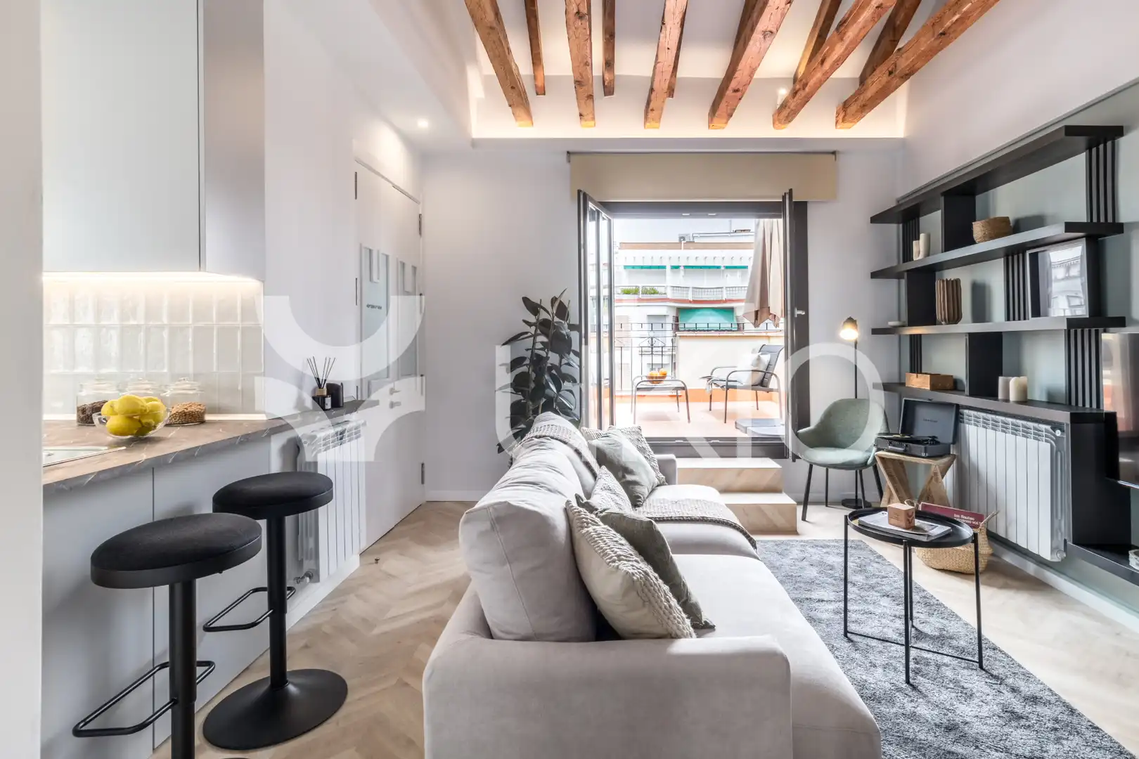 Wohnzimmer von Wohnungen zur Miete in Madrid mit Klimaanlage, Heizung und Terrasse